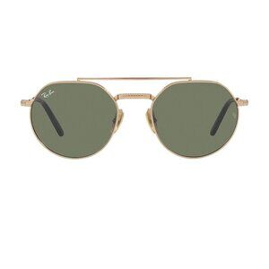 Ray-Ban Jack II Titanium in Arista & Green round aviator sunglasses
